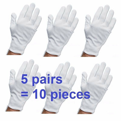 White Work Jewellery Handling Costume Cotton Soft Thin Gloves Gym 5 Pairs 10 Pcs