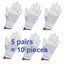 White Work Jewellery Handling Costume Cotton Soft Thin Gloves Gym 5 Pairs 10 Pcs