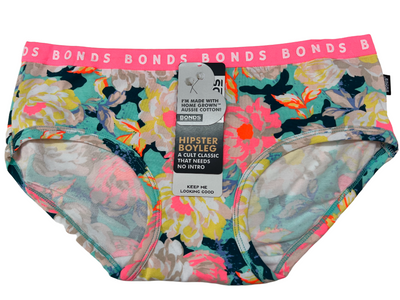 Womens Bonds Hipster Boyleg Ladies Underwear Floral Multicoloured 2H8