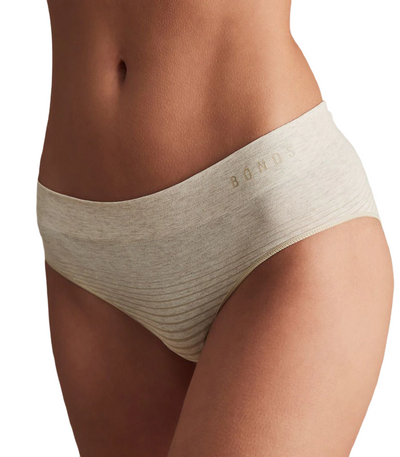 Womens Bonds Seamless Midi Cotton Ladies Underwear Cream/Beige Stripes