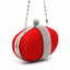 Womens Cute Oval Shape Satin Diamante Clutch Hand Bag Wedding Bridal Red