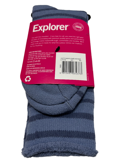 Womens Explorer Lightweight Cotton Crew Ladies Socks Blue Stripes