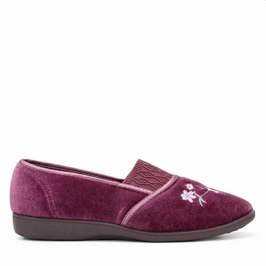 Womens Grosby Sasha Slippers Ladies Mid Blue Heather Shoes Slip On Flats
