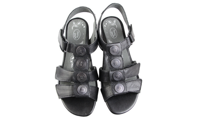 Womens Homyped Celia Black Sandals Slip On Low Heel Shoes