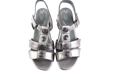 Womens Homyped Celia Platinum Sandals Slip On Low Heel Shoes