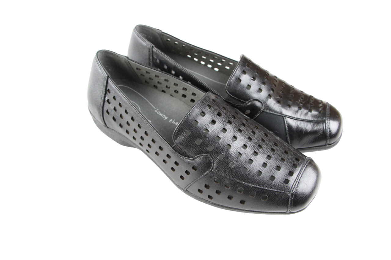 Womens Homyped Lizzy Black Sandals Slip On Shoes Flats