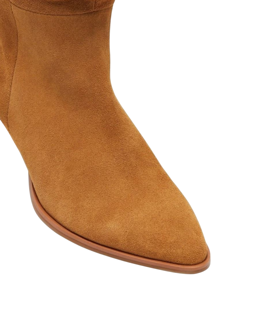 Womens Hush Puppies Hunch Chestnut Suede Heel Long Boots