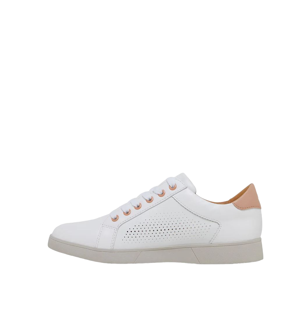 Womens Hush Puppies Mimosa Perf Sneakers Zip White/Blush Casual Lace Up Shoes