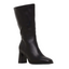 Womens Hush Puppies Patron Black Leather Heel Long Boots