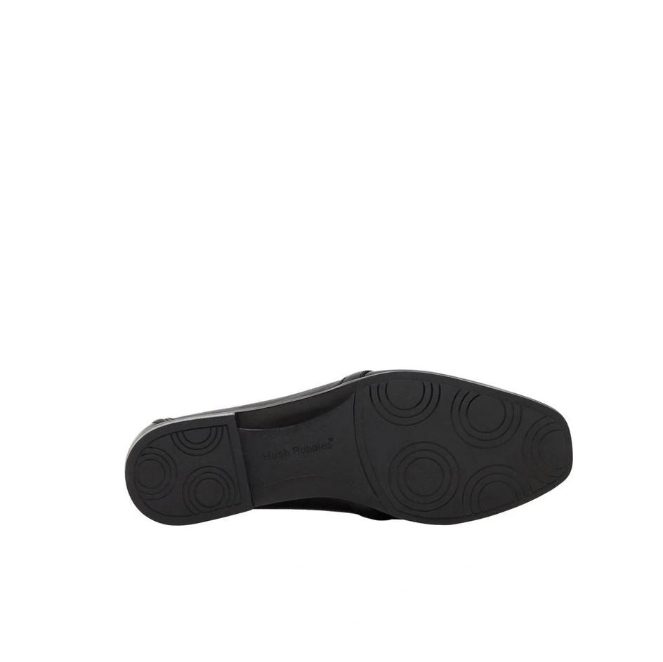 Womens Hush Puppies Zippo Black Patent Ladies Flat Slip On Formal Shoes