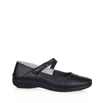 Womens Natural Comfort Adeline Leather Flats Slip On Comfort Black Shoes