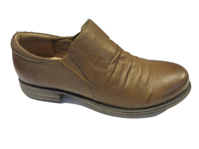 Womens Natural Comfort Carter Leather Flats Slip On Coffee Shoes