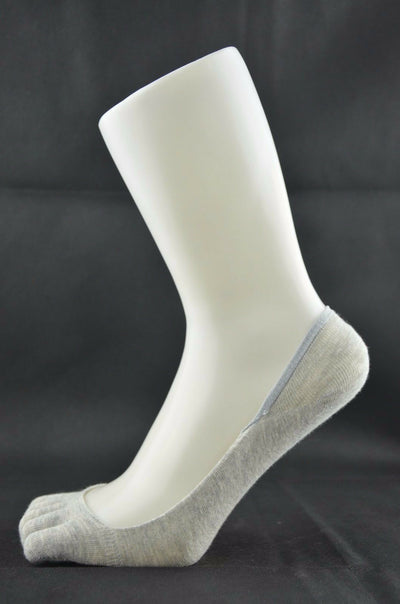 Womens Pair Invisible Anti Slip Five Toe Sock Footlets Sockettes Grey