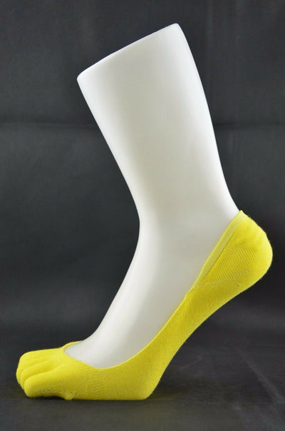Womens Pair Invisible Anti Slip Five Toe Sock Footlets Sockettes Yellow
