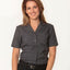 Womens Short Sleeve Blouse Ladies Business Shirt Work Grey White Blue Plus Size