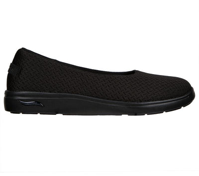 Womens Skechers Arch Fit Uplift Black/Black Walking Shoes
