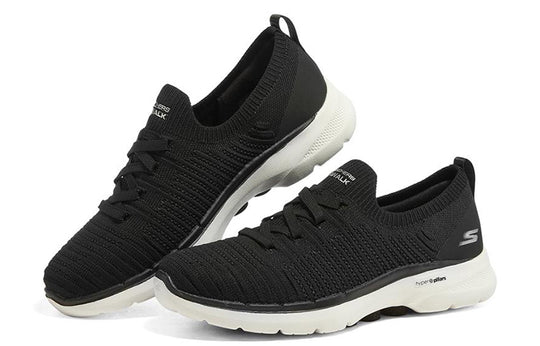 Womens Skechers Go Walk 6 - Fun Waves Black/White Walking Shoes