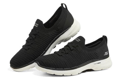 Womens Skechers Go Walk 6 - Fun Waves Black/White Walking Shoes