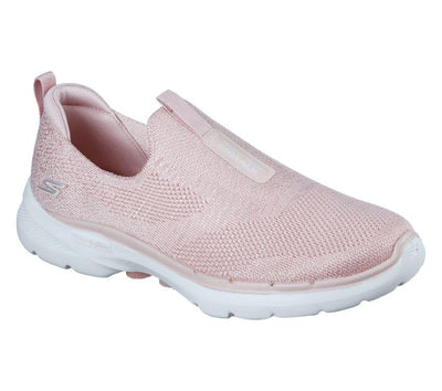 Womens Skechers Go Walk 6 - Glimmering Light Pink Walking Sport Shoes
