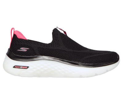 Womens Skechers Go Walk Hyper Burst - Solar Winds Black/Hot Pink Casual Slip On Shoes