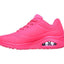 Womens Skechers Uno - Neon Nights Hot Pink Lace Up Sneaker Shoes