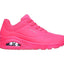 Womens Skechers Uno - Neon Nights Hot Pink Lace Up Sneaker Shoes
