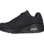 Womens Skechers Uno - Stand On Air Black/Black Lace Up Sneaker Shoes