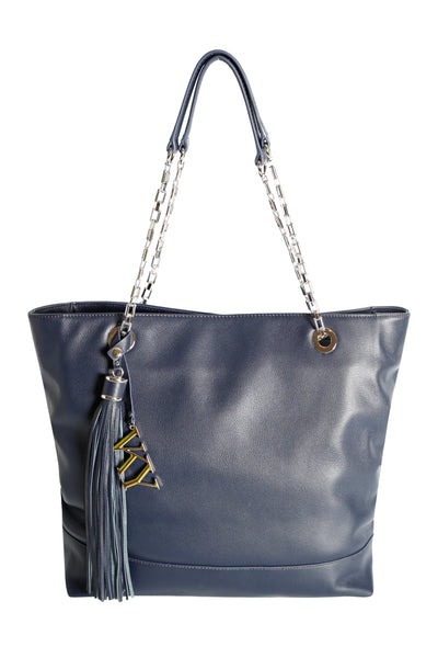 Womens Vky Original Gemma Tote Classic Large Leather Bag Handbag - Navy