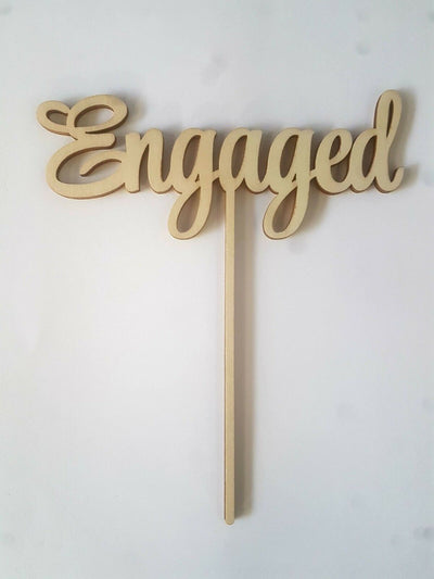 Wooden Cake Topper Engaged