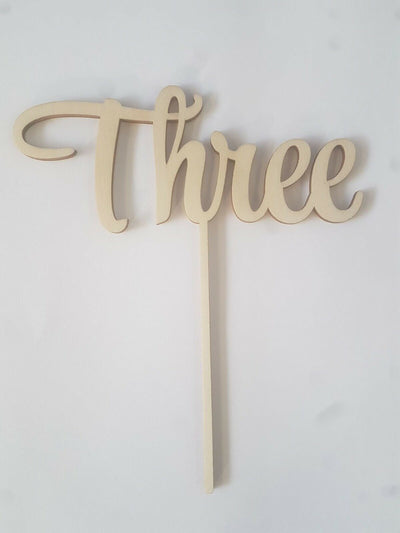Wooden Cake Topper Three - 3