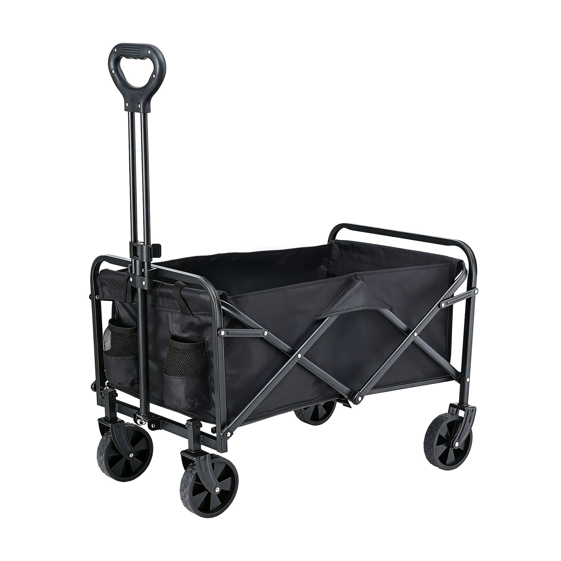 Gardeon Garden Cart Folding Trolley Camping Wagon Barrow Outdoor Beach Black