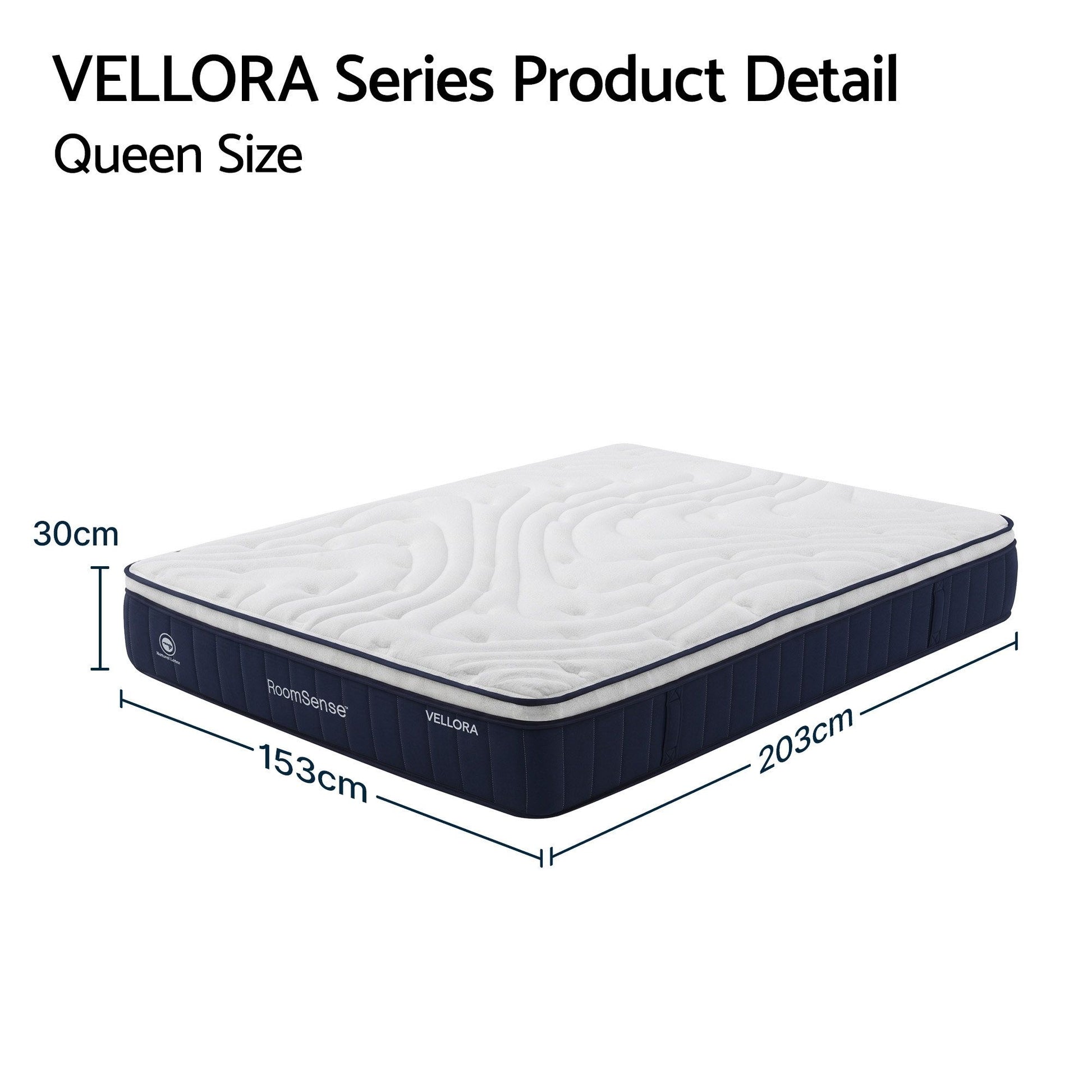 RoomSense Queen Mattress , 30cm Medium Firm Hybrid Mattress with Latex Lumbar Support for Back Pain Relief , Pocket Spring Mattress Queen Size in a Box
