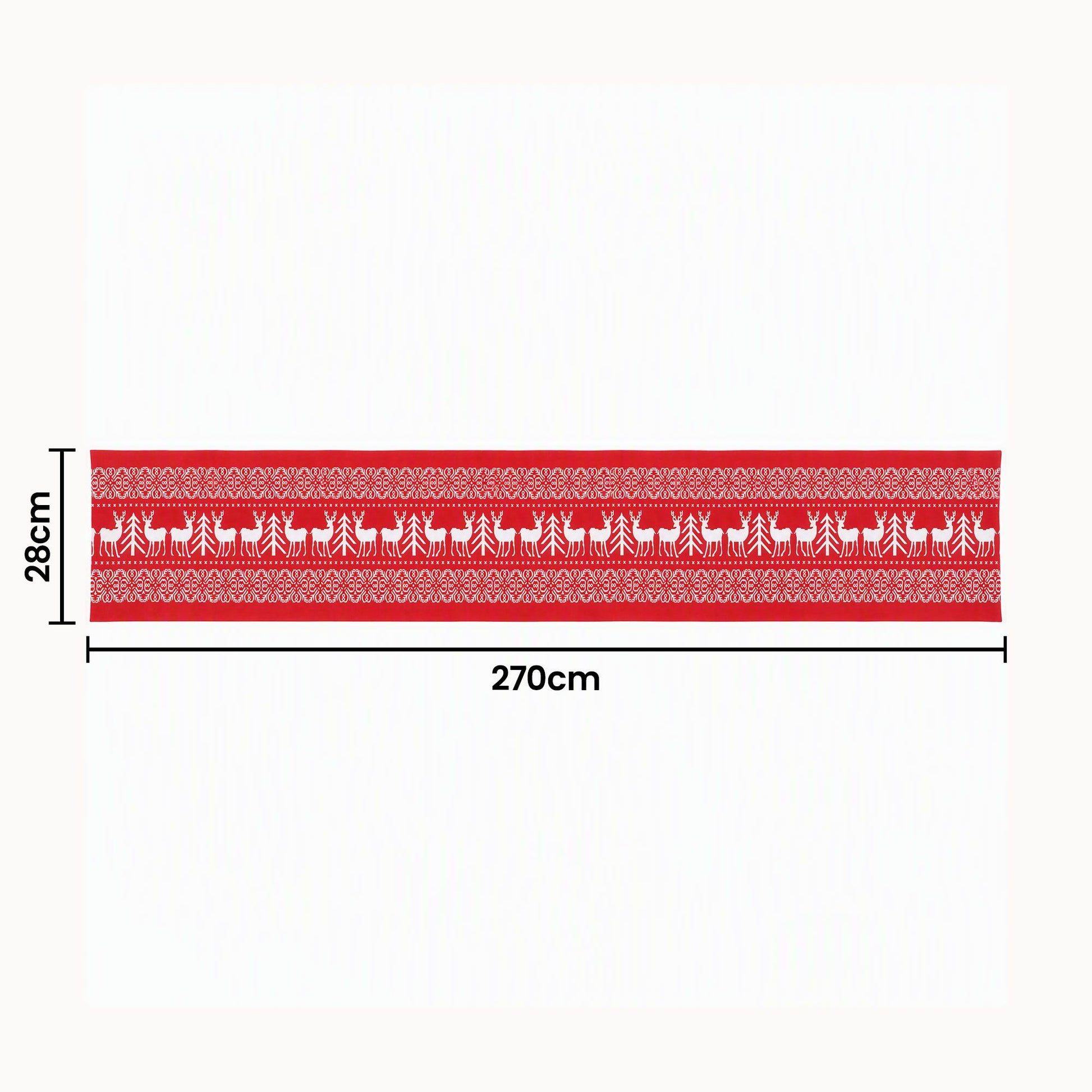 Jingle Jollys Christmas Table Runner Reindeers 270x28CM Dining Party Decor Red