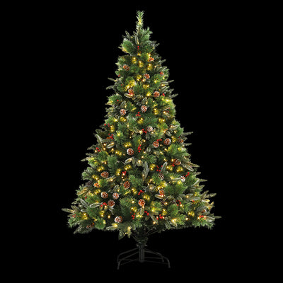 Jingle Jollys 2.1M Christmas Tree with Pine Cones Red Berries Prelit Warm Lights