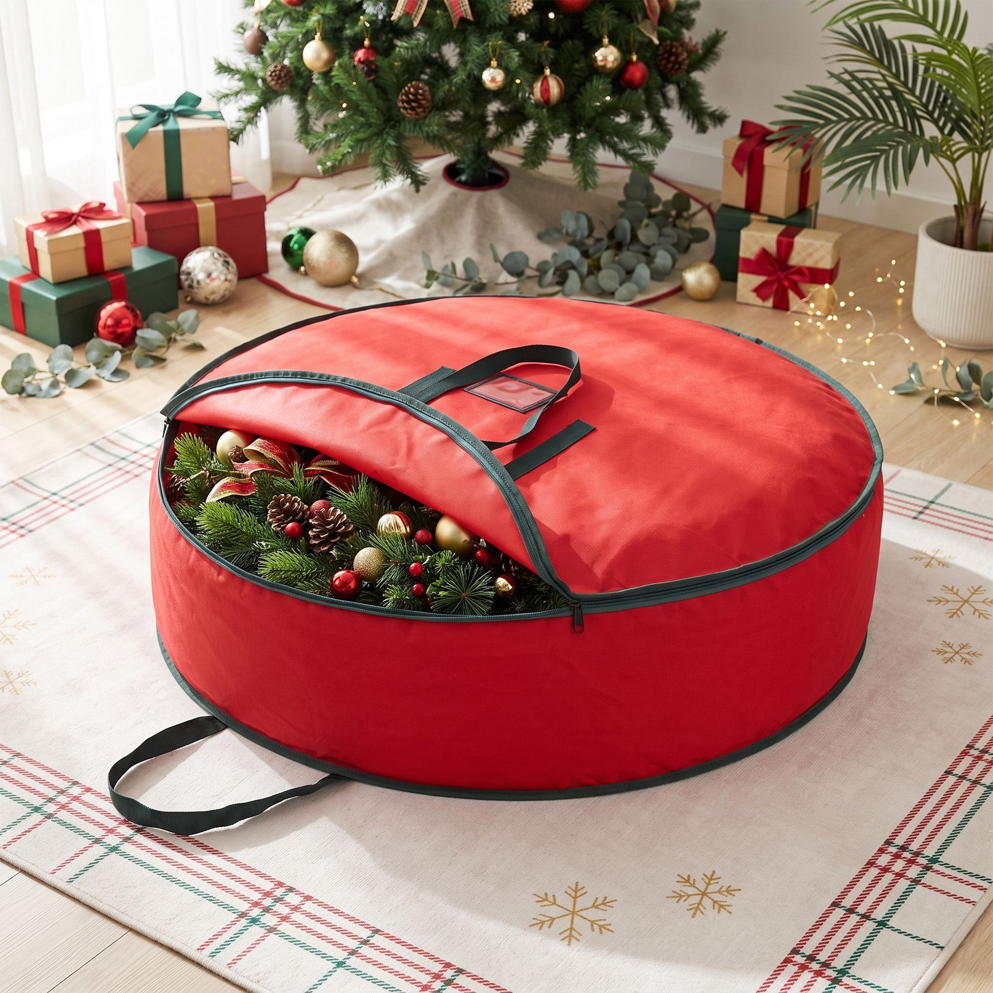 Jingle Jollys Christmas Garland Wreath Storage Bag Baubles Ornaments Container