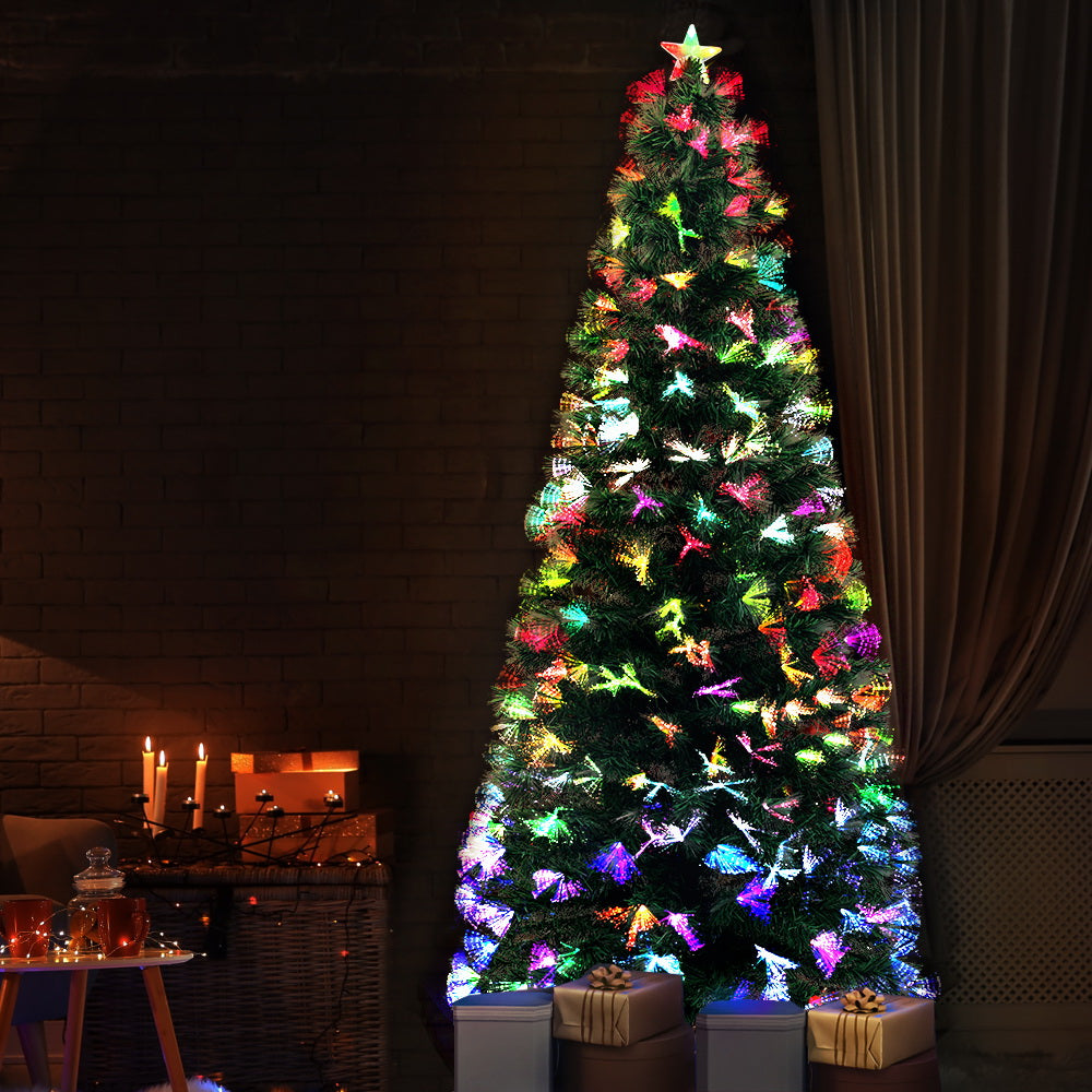 Jingle Jollys Christmas Tree 1.8M 6FT LED Xmas Multi Colour Lights Optic Fibre