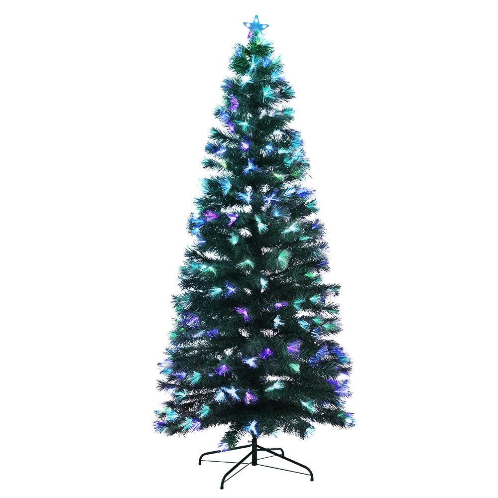 Jingle Jollys Christmas Tree 1.8M 6FT LED Xmas Multi Colour Lights Optic Fibre