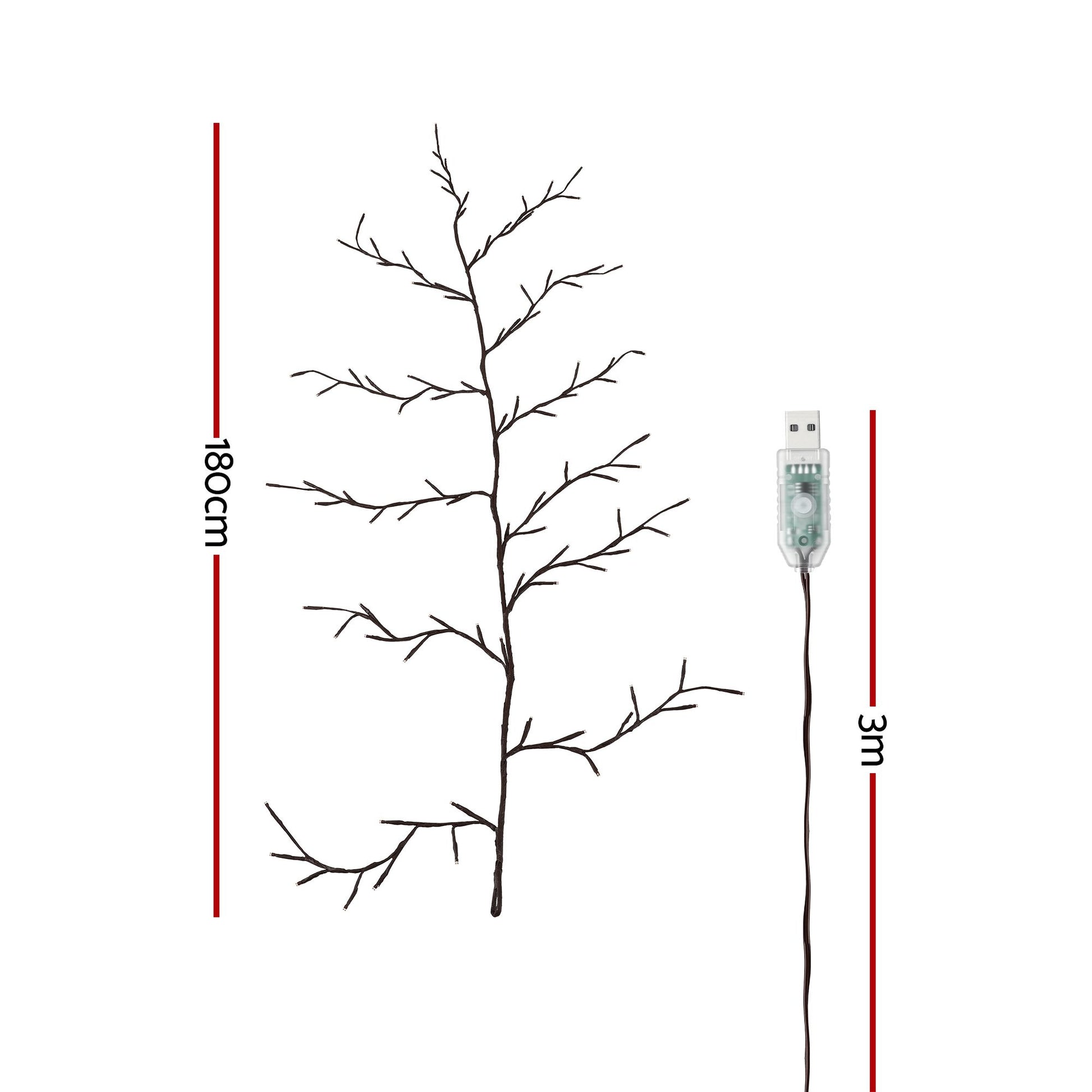 Jingle Jollys Christmas Willow Vine Lights Branch LED Fairy DIY Wall Decor 1.8m Warm White