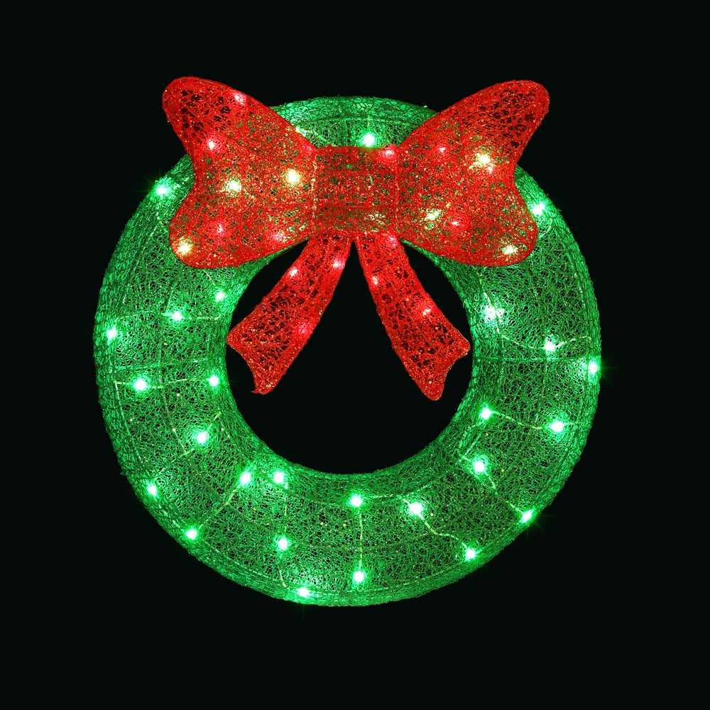Jingle Jollys Christmas Lighted Wreath Solar Powered Indoor Outdoor Decoration