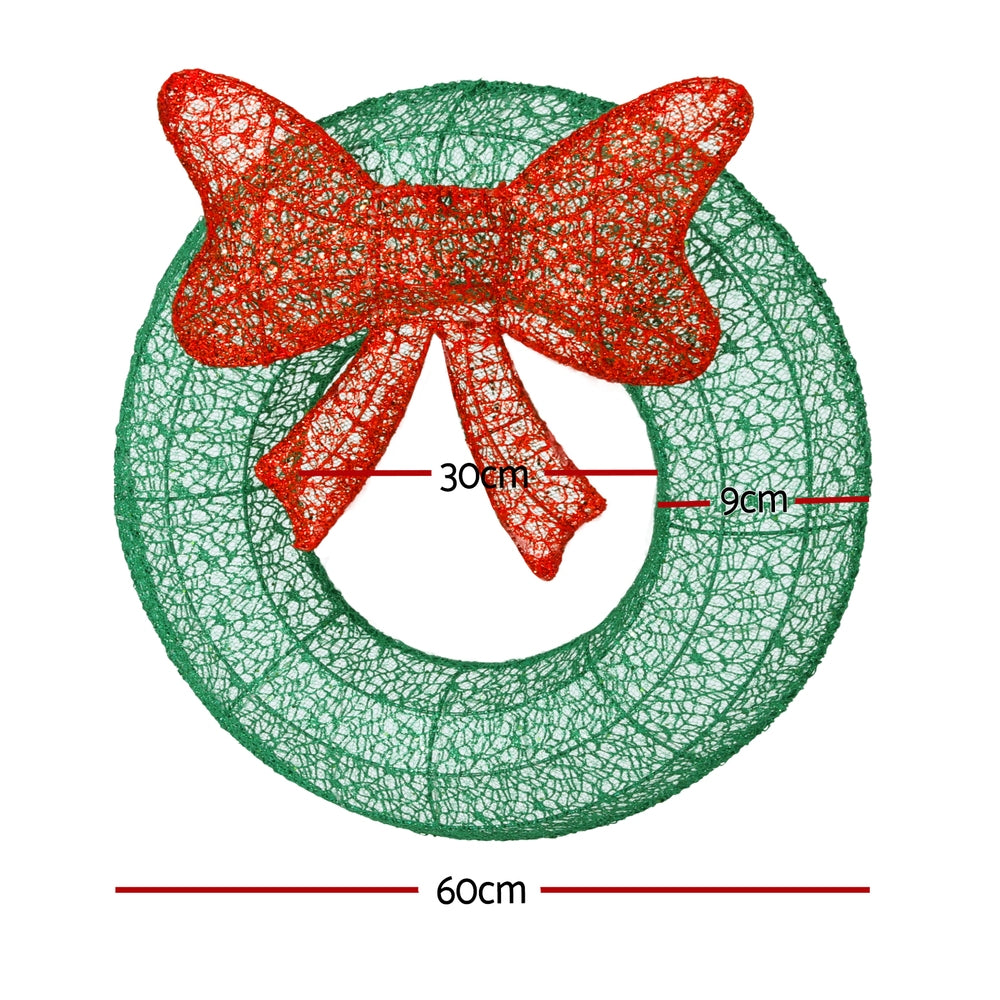Jingle Jollys Christmas Lighted Wreath Solar Powered Indoor Outdoor Decoration