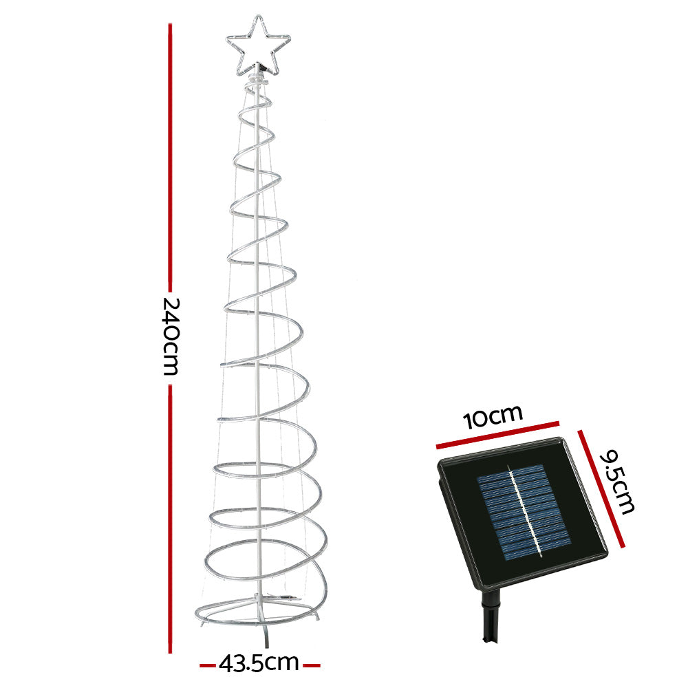 Jingle Jollys 2.4M LED Christmas Tree Solar Motif Lights 8 Modes Multi-Colour