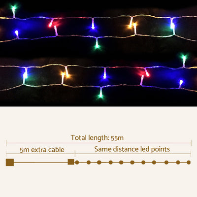 Jingle Jollys 50M Christmas String Lights 500LED Multi Colour