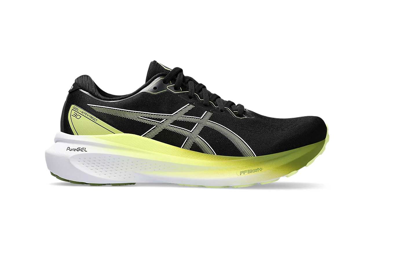 Mens Asics Gel-Kayano 30 Black/Glow Yellow Athletic Running Shoes