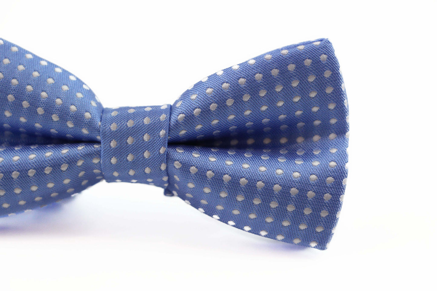 Boys Sky Blue Bow Tie With White Polka Dots