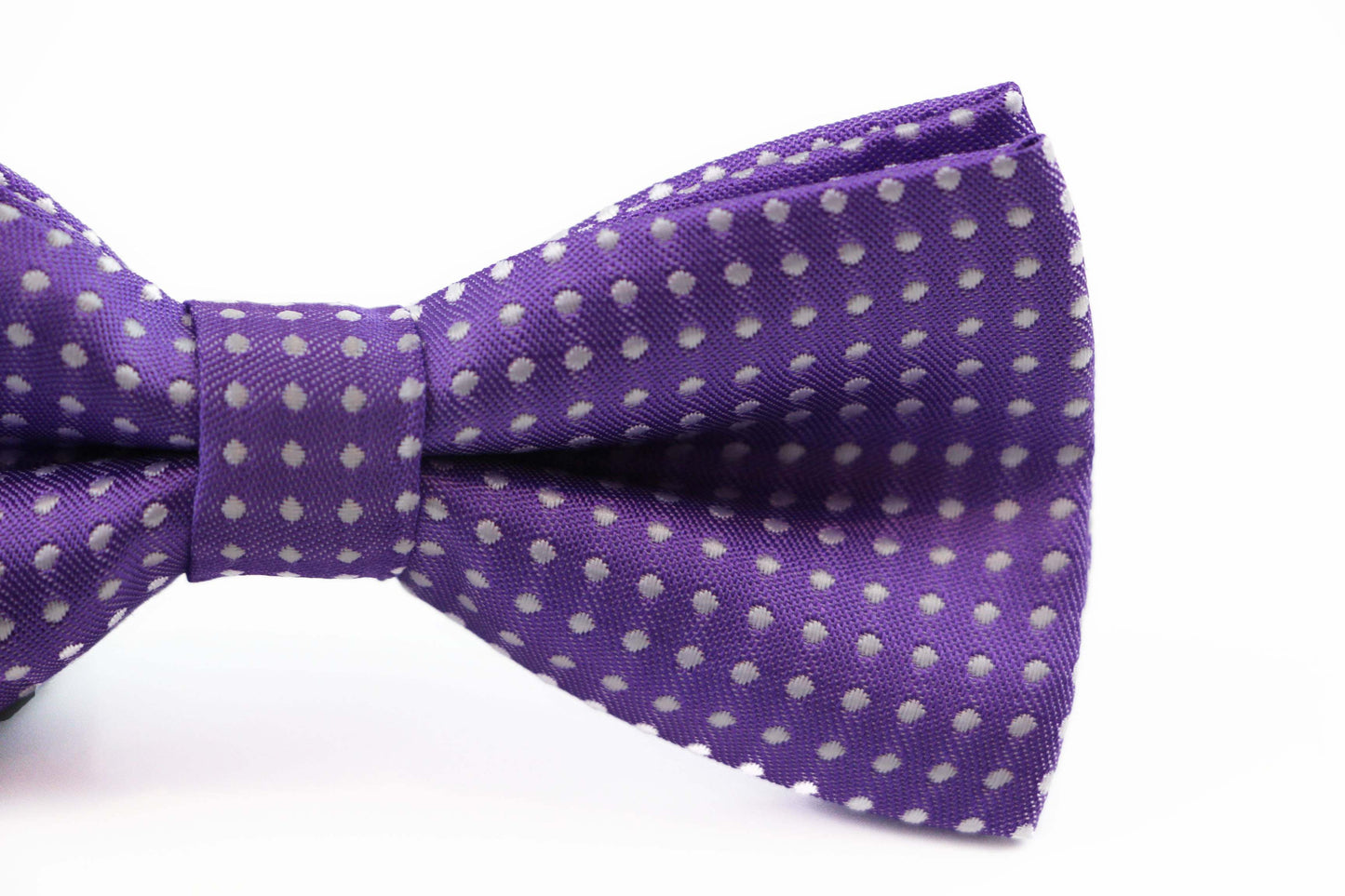 Boys Purple Bow Tie With White Polka Dots