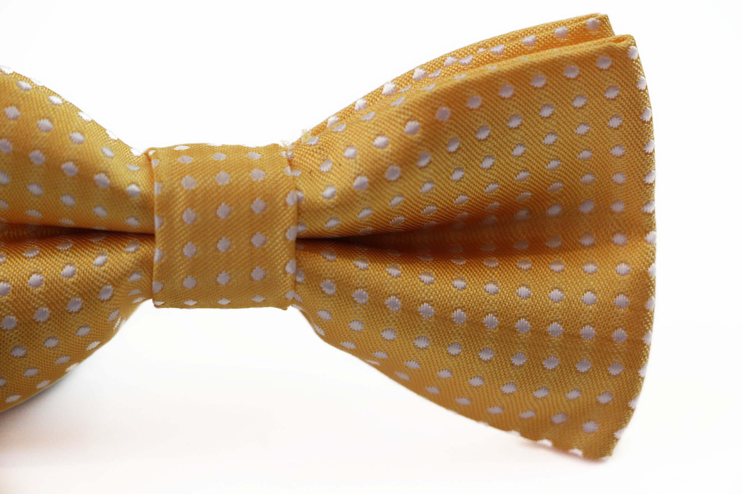 Boys Yellow Bow Tie With White Polka Dots