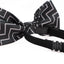 Boys Black With Silver Zig Zag Patterned Cotton Bow Tie