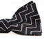 Boys Black With Silver Zig Zag Patterned Cotton Bow Tie