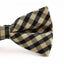 Boys Ivory, Black & Gold Tinsel Checkered  Patterned Cotton Bow Tie