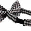 Boys Ivory, Black & Silver Tinsel Checkered  Patterned Cotton Bow Tie